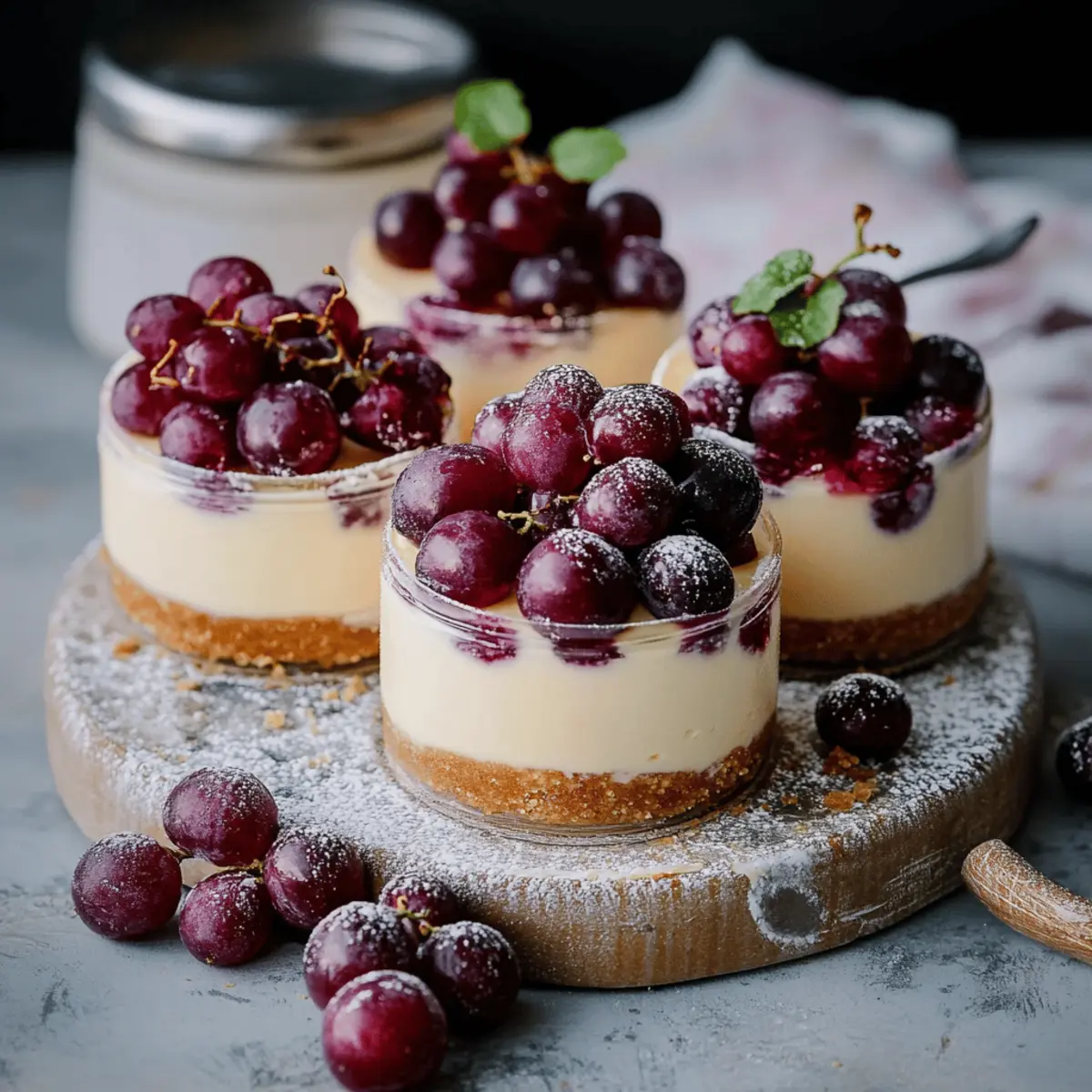 No-Bake White Chocolate Cheesecake with Mulled Grape Fruit